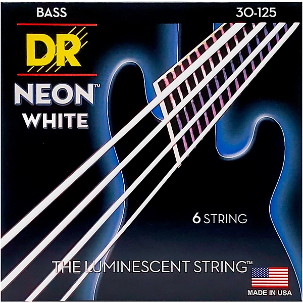 Hi Def NEON White Coated Medium 6 String Bass Strings