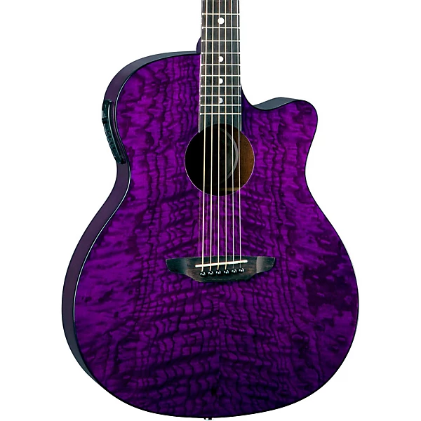 Luna Gypsy Grand Concert Ash Acoustic Electric Guitar Transparent Purple