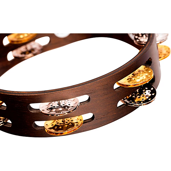 Compact Wood Tambourine 8 in Walnut Brown