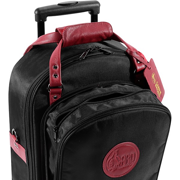 Triple Trumpet Wheelie or 2 Trumpets Piccolo Black Synthetic with Burgundy Leather Trim