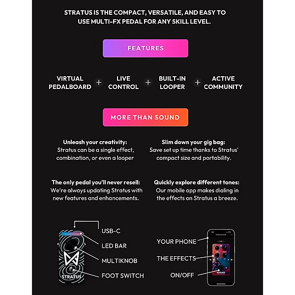 Chaos Audio Stratus Multi Effects Pedal Black