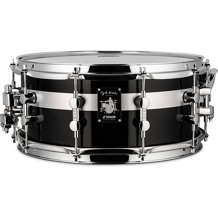 SONOR Jost Nickel Beech Snare Drum, Gloss Black With Stripe, 14x6.5\