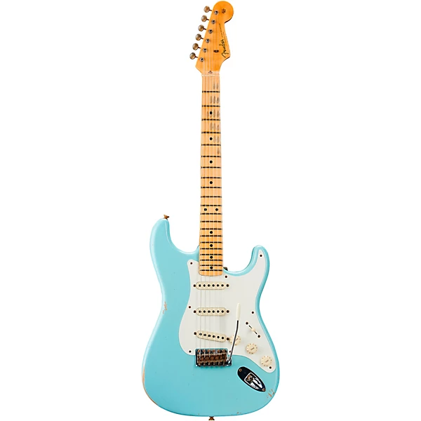 Fender Custom Shop Limited Edition '57 Stratocaster Relic Electric Guitar Faded Aged Daphne Blue