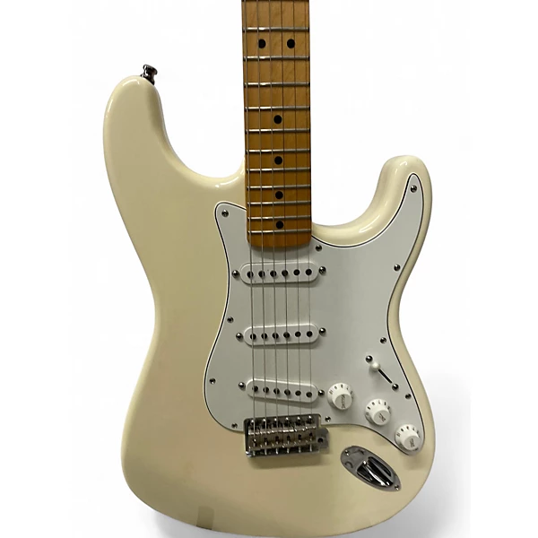 Used Fender Artist Series Jimmie Vaughan Tex Mex Stratocaster aged white Solid Body Electric Guitar