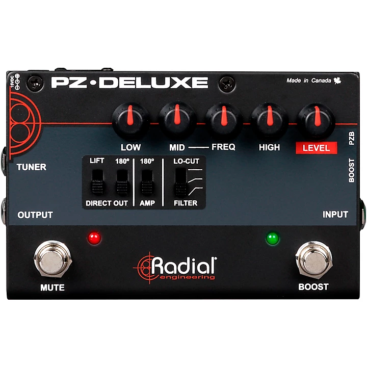 Radial Engineering PZ Deluxe Acoustic Preamp Direct Box Guitar Pedal Level 1 J01442004000000.gc
