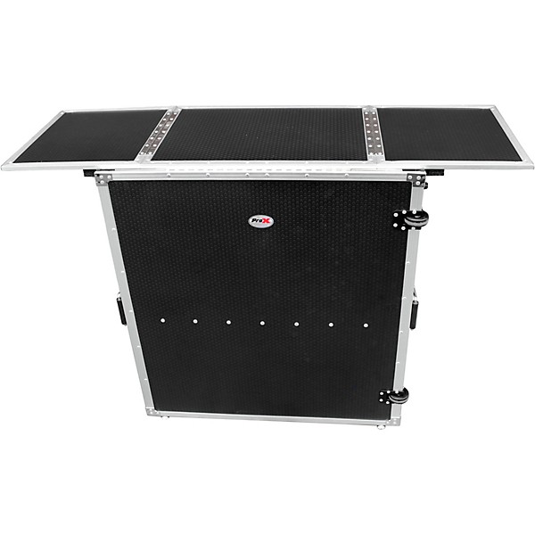 Transformer Series Fold Away DJ Performance Desk Facade Black Black with Wheels