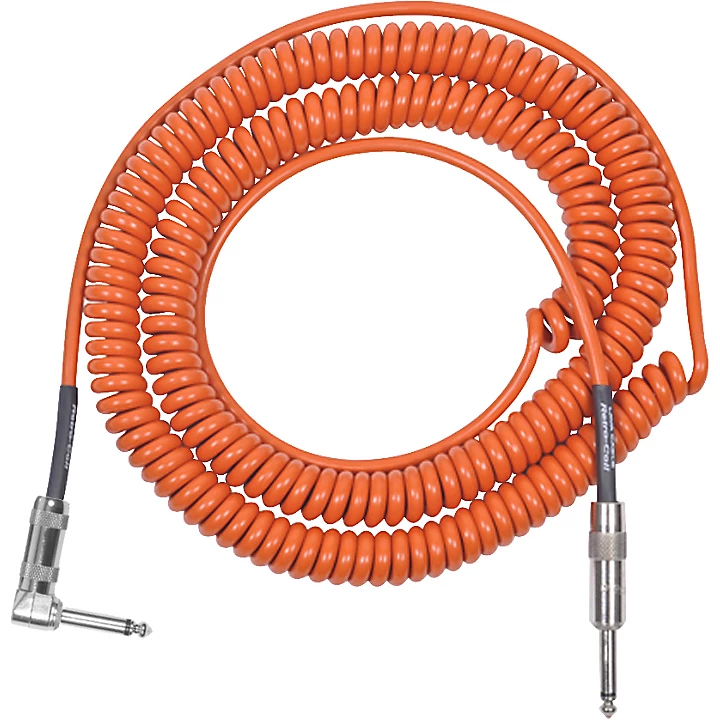Retro Coil 20 Foot Silent Instrument Cable Straight Right Angle Assorted Colors Orange