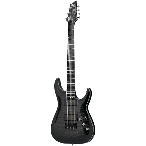 Schecter Guitar Research Hellraiser Hybrid C 7 7 String Electric Guitar Transparent Black Burst