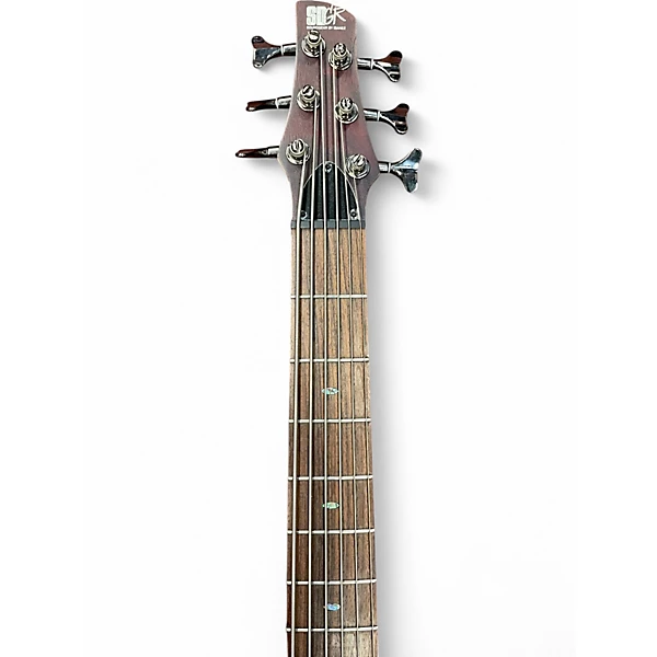 Used Ibanez SR506 6 String brown mahogany Electric Bass Guitar