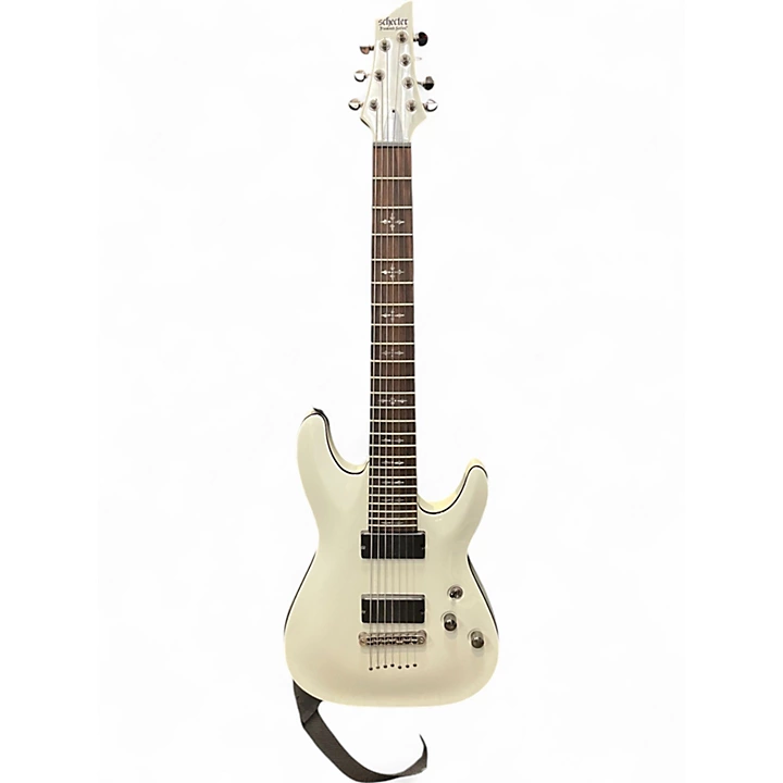Used Schecter Guitar Research Demon 7 String Antique White Solid Body Electric Guitar