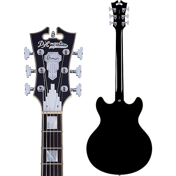 DAngelico Premier DC Semi Hollow Electric Guitar with Stopbar Tailpiece Level 1 Black Flake L00603004004000.gc