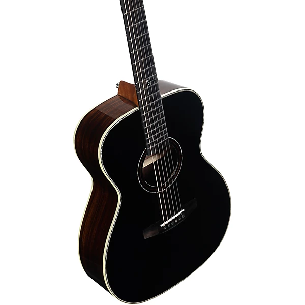 LF70e Herringbone Laureate Series Folk OM Acoustic Electric Guitar Blacktop