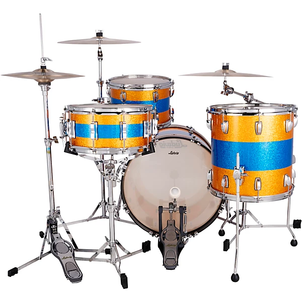 Classic Maple 3 Piece Downbeat Shell Pack With 20 Bass Drum Gold Blue Tri Band
