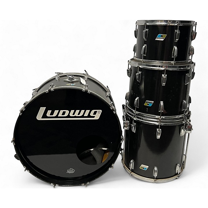 Vintage 1970s Ludwig 4 piece Pro Beat Black Drum Kit
