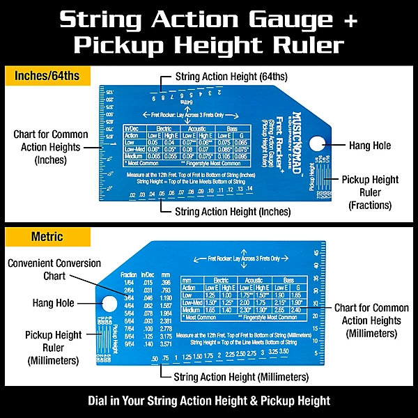 Precision Fret Rocker with String Action Gauge Pickup Ruler