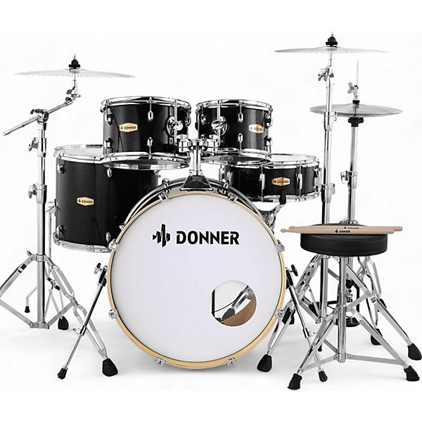 Donner Used Donner 5 Piece DDS 520 Black Drum Kit.gc