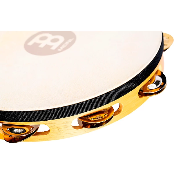 Recording Combo Goat Skin Wood Tambourine One Row Dual Alloy Jingles Super Natural