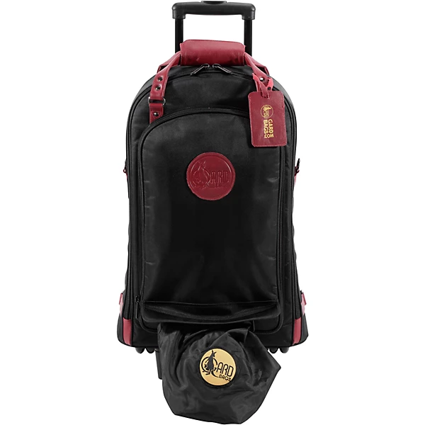 Triple Trumpet Wheelie or 2 Trumpets Piccolo Black Synthetic with Burgundy Leather Trim