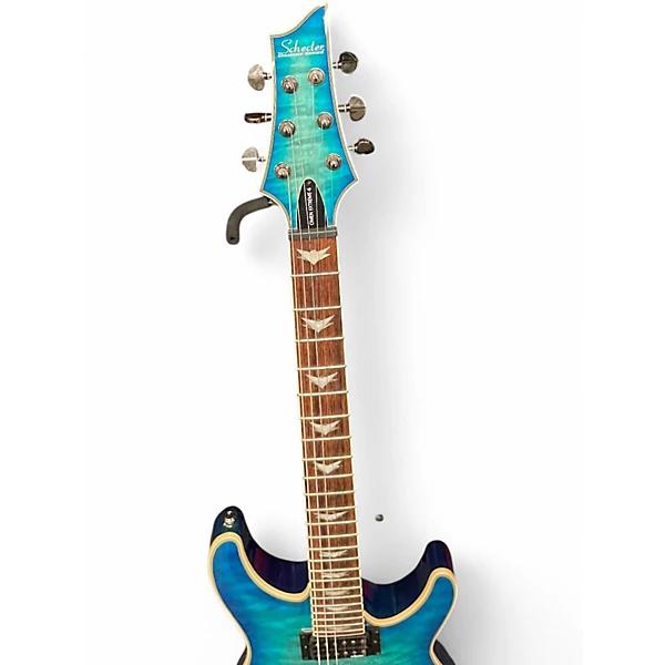 Used Schecter Guitar Research Omen Extreme 6 Blue Burst Solid Body Electric Guitar