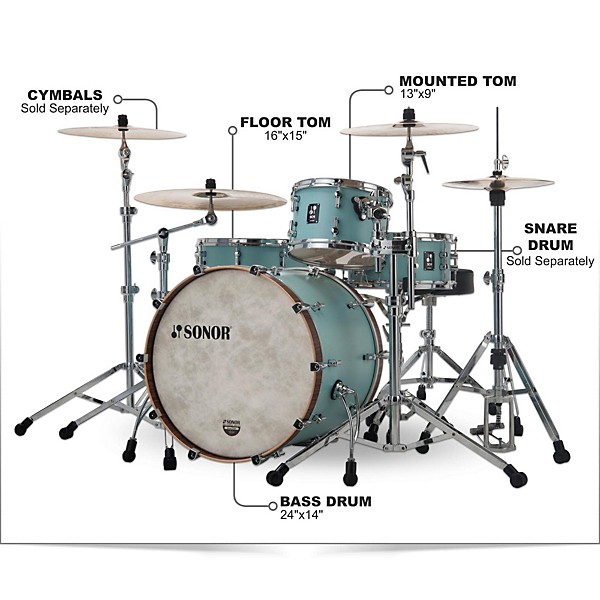 SONOR SQ1 3 Piece Shell Pack With 24 Bass Drum Level 1 Cruiser Blue J53499004001000.gc