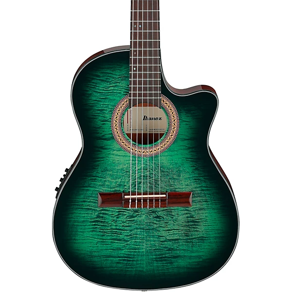Ibanez GA35FMTCE Flamed Maple Top Classical Acoustic Electric Guitar Emerald Burst