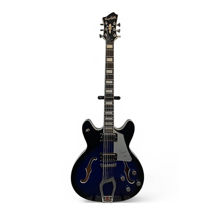 Used Hagstrom SUPER VIKING Blue Burst Hollow Body Electric Guitar