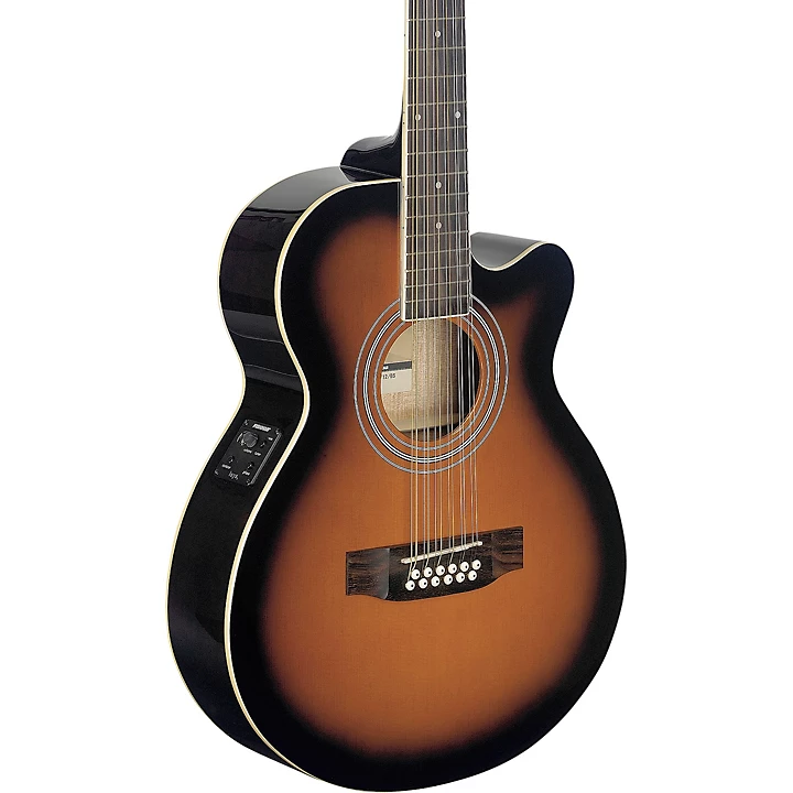 Stagg Mini Jumbo Electro Acoustic Cutaway 12 String Concert Guitar 3 Color Sunburst