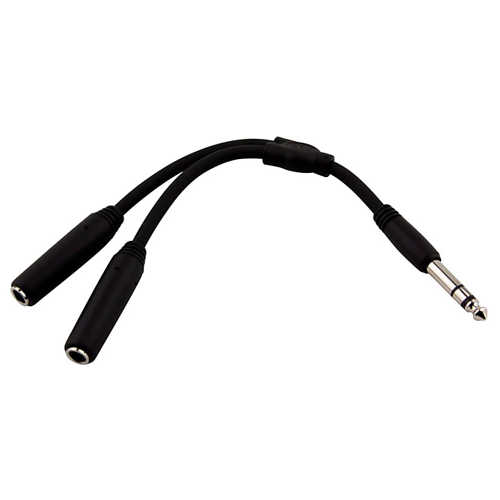 Y Cable Stereo 1 4M to Dual Stereo 1 4F 6 in
