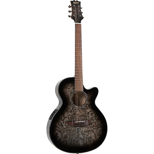 Mitchell MX430QAB Exotic Series Acoustic Electric Guitar Pack Midnight Black Edge Burst