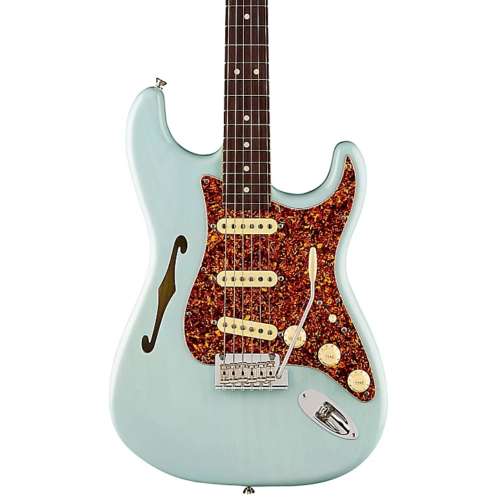 Fender American Professional II Stratocaster Thinline Limited Edition Electric Guitar Transparent Daphne Blue