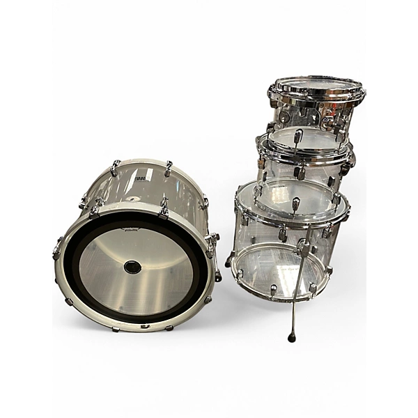Used 2015 TAMA 4 Piece Silverstar Limited Edition Clear Acrylic Shell Pack Clear Drum Kit
