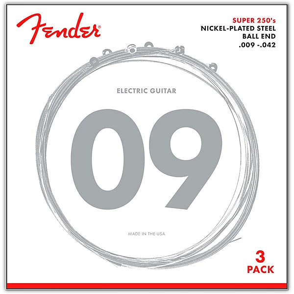 250L Super 250 Nickel Plated Steel Electric Guitar Strings 3 Pack