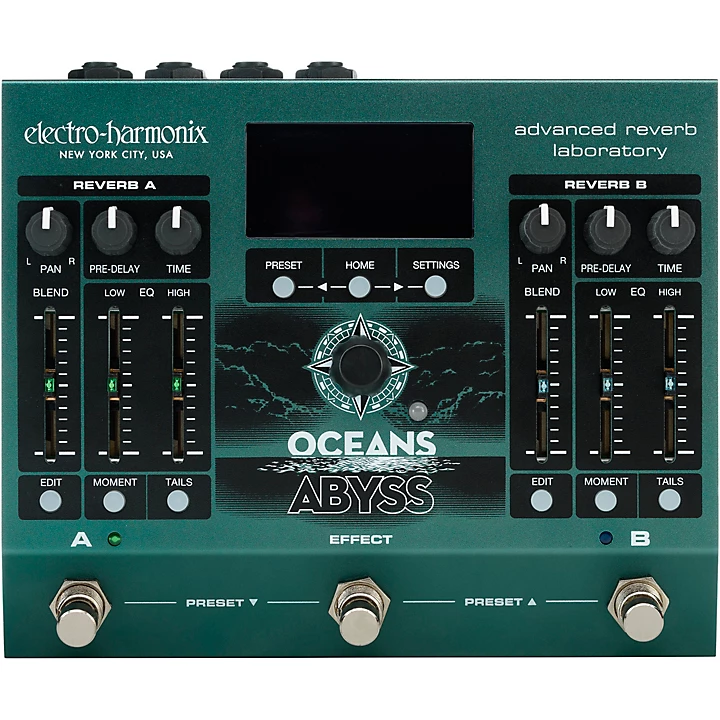 Oceans Abyss Advanced Reverb Laboratory Effects Pedal Green
