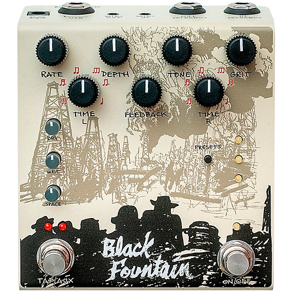 Black Fountain Stereo Delay Effects Pedal Cream