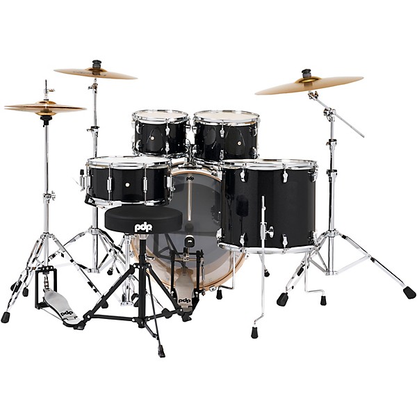 Mainstage 5 Piece Complete Drum Set With 22 Bass Drum and Paiste Cymbals Black Sparkle