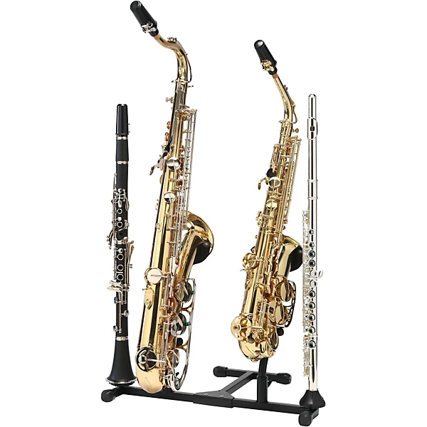 Folding Alto and Tenor Double Saxophone Stand with Double Flute or Double Clarinet Peg