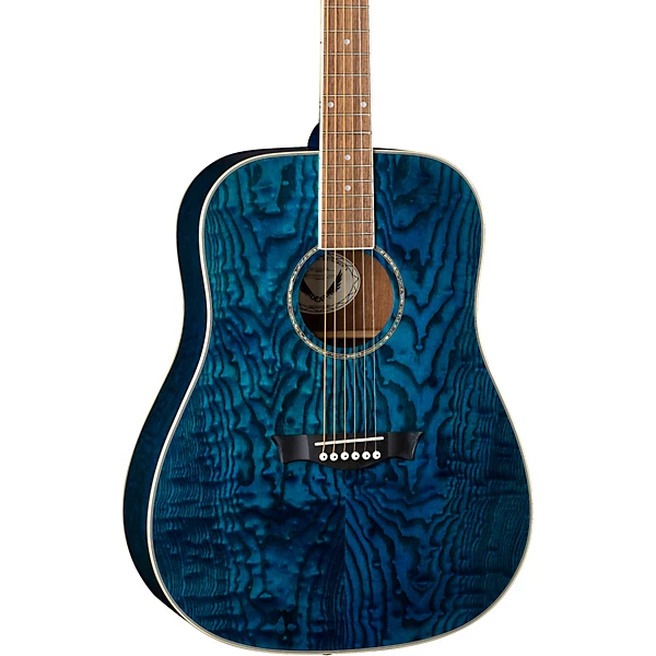 Dean AXS Dreadnought Quilt Acoustic Guitar Transparent Blue