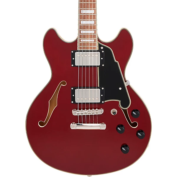 Premier Mini DC Semi Hollow Electric Guitar Burnt Red