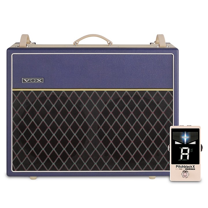 VOX AC30 Custom 30W 2x12 Limited Edition Tube Guitar Combo Amp w KORG Pitchblack X Pedal Tuner Blue Cream