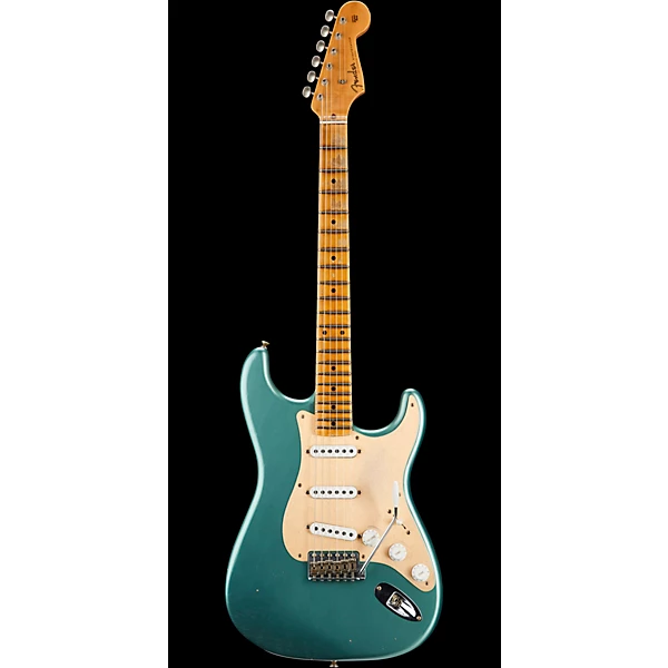Fender Custom Shop 55 Dual Mag Stratocaster Journeyman Relic Maple Fingerboard Limited Edition Electric Guitar Super Faded Aged Sherwood Green Metallic