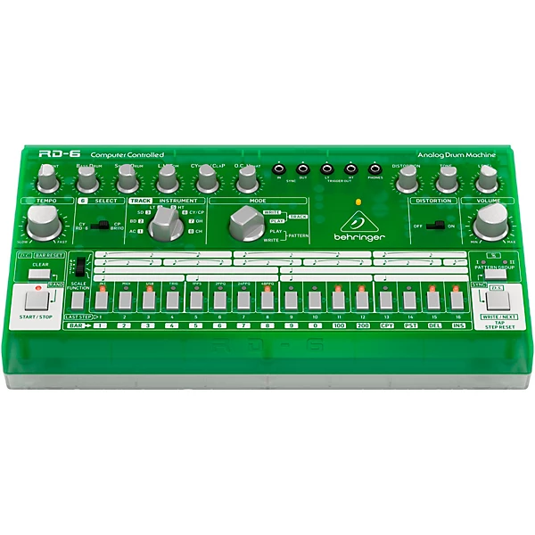 Behringer RD 6 LM Analog Drum Machine Green Translucent Level 1 M09487004000000.gc