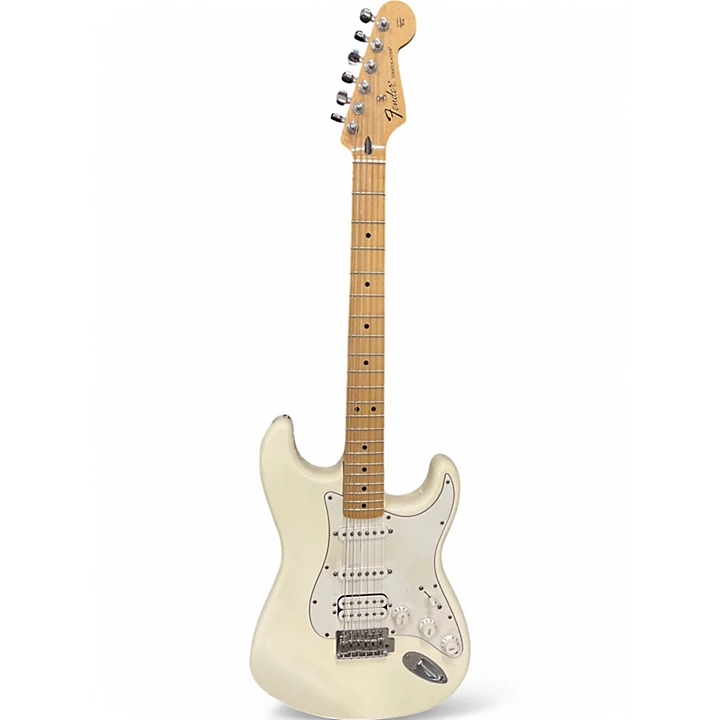 Used 2000s Fender MEXICAN STRAT Olympic White Solid Body Electric Guitar