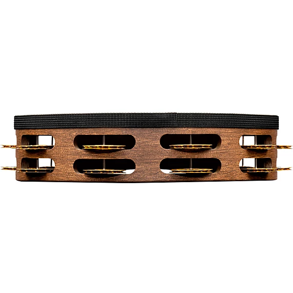 MEINL Vintage Goat Skin Wood Tambourine Two Rows Brass Jingles Walnut Brown 10 in.