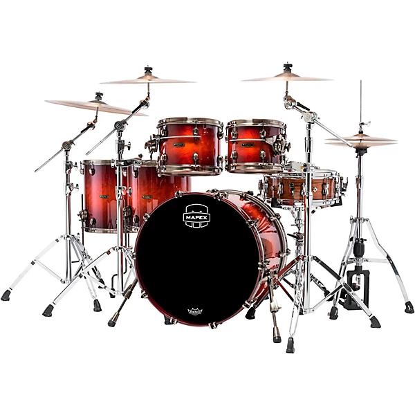 Limited Edition Saturn Evolution Workhorse 5 Piece Shell Pack With 22 Bass Drum Maple Burl Blaze