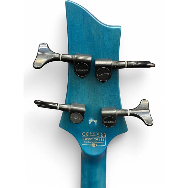 Used Schecter Guitar Research C4 GT Satin Trans Blue Electric Bass Guitar