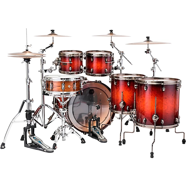 Limited Edition Saturn Evolution Workhorse 5 Piece Shell Pack With 22 Bass Drum Maple Burl Blaze
