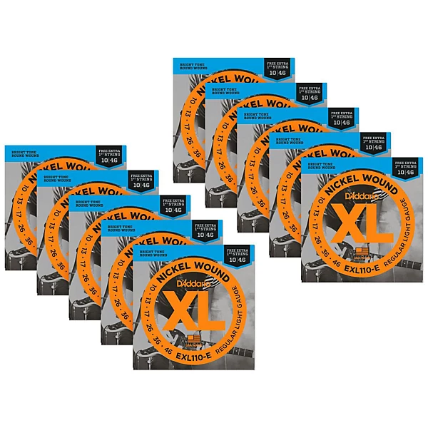 EXL110 E Bonus Pack Light Electric Guitar Strings 10 Packwith 10 Bonus High E Strings 10 46