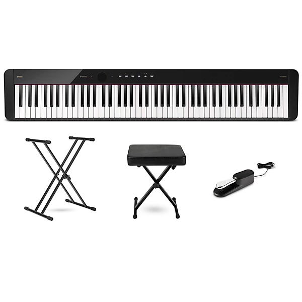 Privia PX S5000 88 Key Digital Piano Essentials Bundle Black