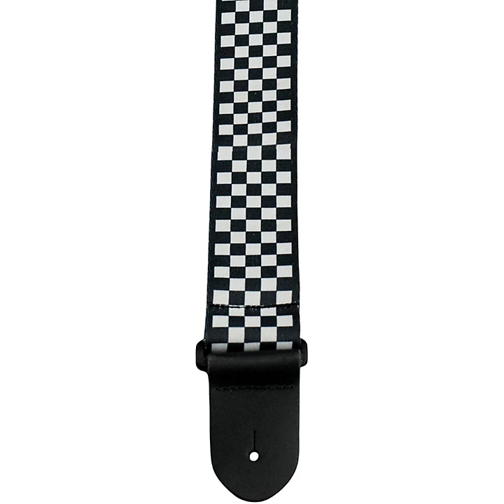 2 Polyester Guitar Strap Black and White Checker Board
