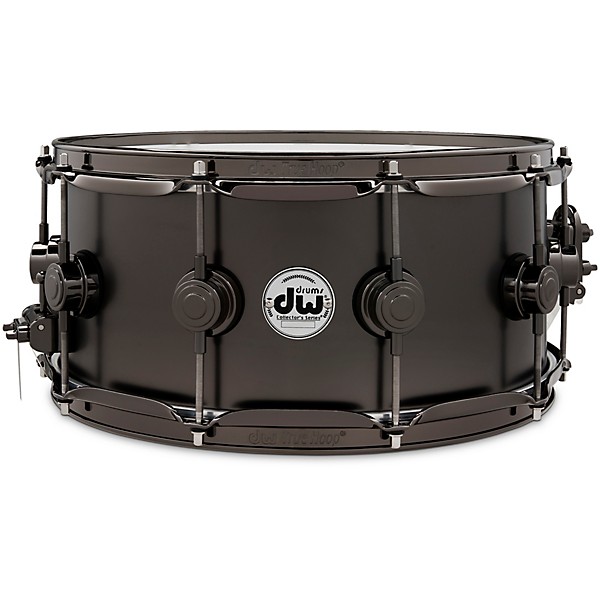 Collectors Series Satin Black Over Brass Snare Drum With Satin Chrome Hardware